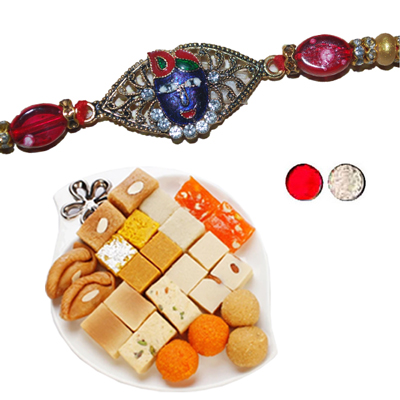 "Rakhi - SR-9110 A - (Single Rakhi),500gms of Assorted Sweets - Click here to View more details about this Product